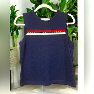 ST. JOHN Nautical sport vintage Navy sweater vest size PS